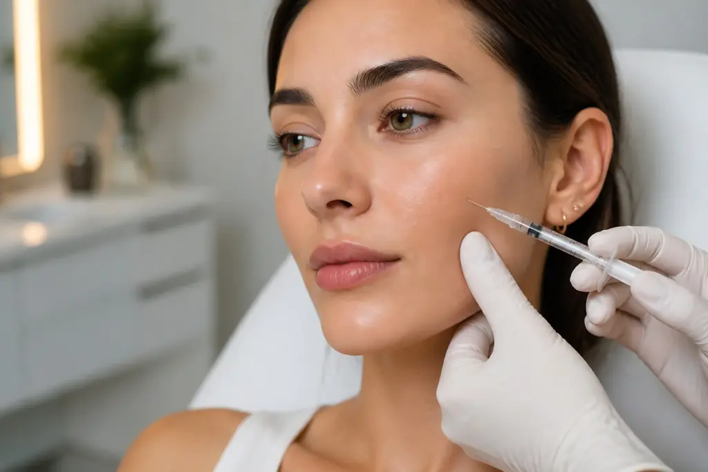 Tired-Looking Eyes and Sunken Cheeks: How Dermal Fillers Restore Lost Volume 1 Patient Getting Dermal Filler Treatment at Lakeside Aesthetics and Skincare